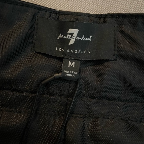 NWT 7 For All Mankind Leather Mini Button Down Skirt Front Pockets Size M - Picture 14 of 16